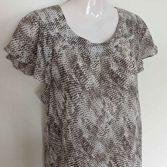 BANANA Republic silk snakeskin like printed sheer blouse top XL - Picture 1 of 10